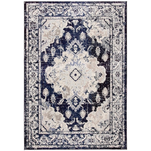 Safavieh 3 x 5 ft. Monaco Rectangle Traditional Rug - Ivory & Navy MNC243C-3 - main